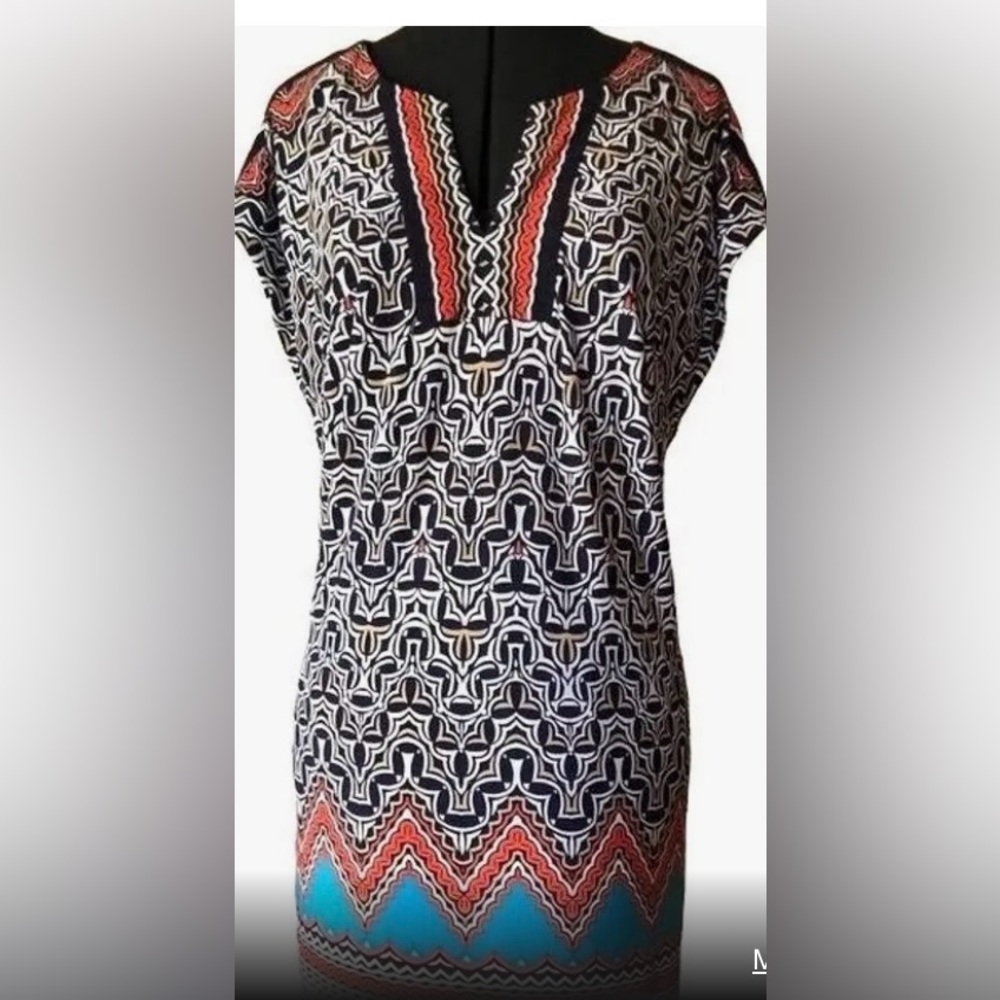 Laundry By Shelli Segal Black and Red Patterned Dress